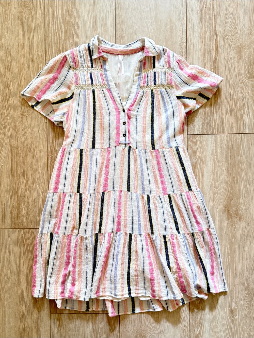 Anthropologie Georgina Tiered Striped cotton mini dress, sz M